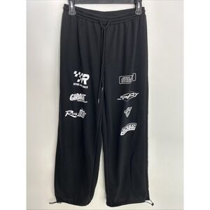 GORGLITTER Women's Graphic Y2K Baggy Sz S Sweatpants Letter Wide‎ Leg Waist 26